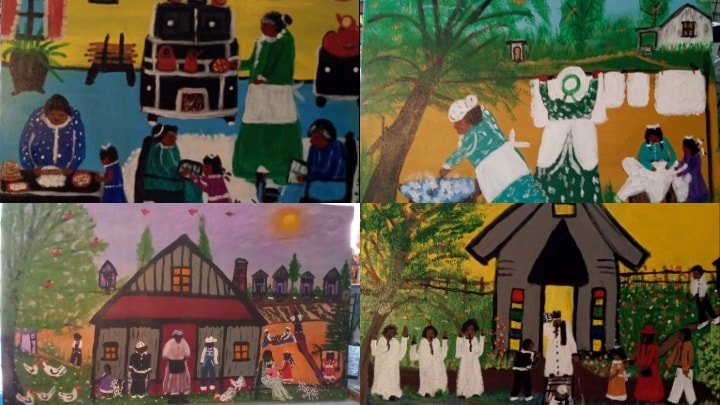 Collage of 4 of Bertha’s paintings.